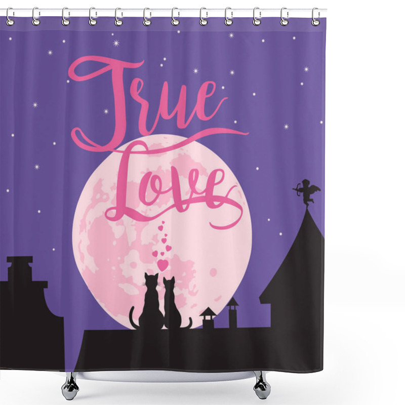 Personality  Valentines Night Cat  Shower Curtains