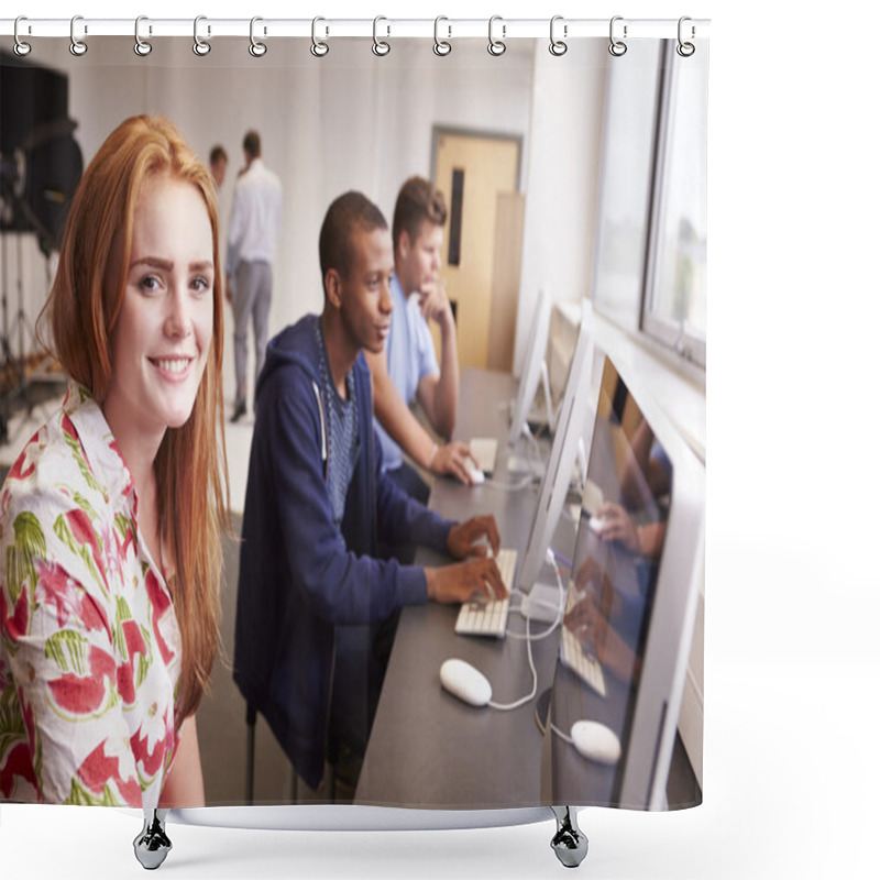 Personality  College Students Using Computers Shower Curtains