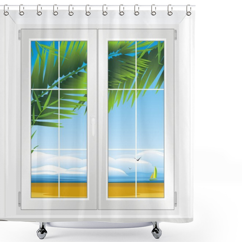 Personality  Window With Kind Of Sea Landscape Shower Curtains