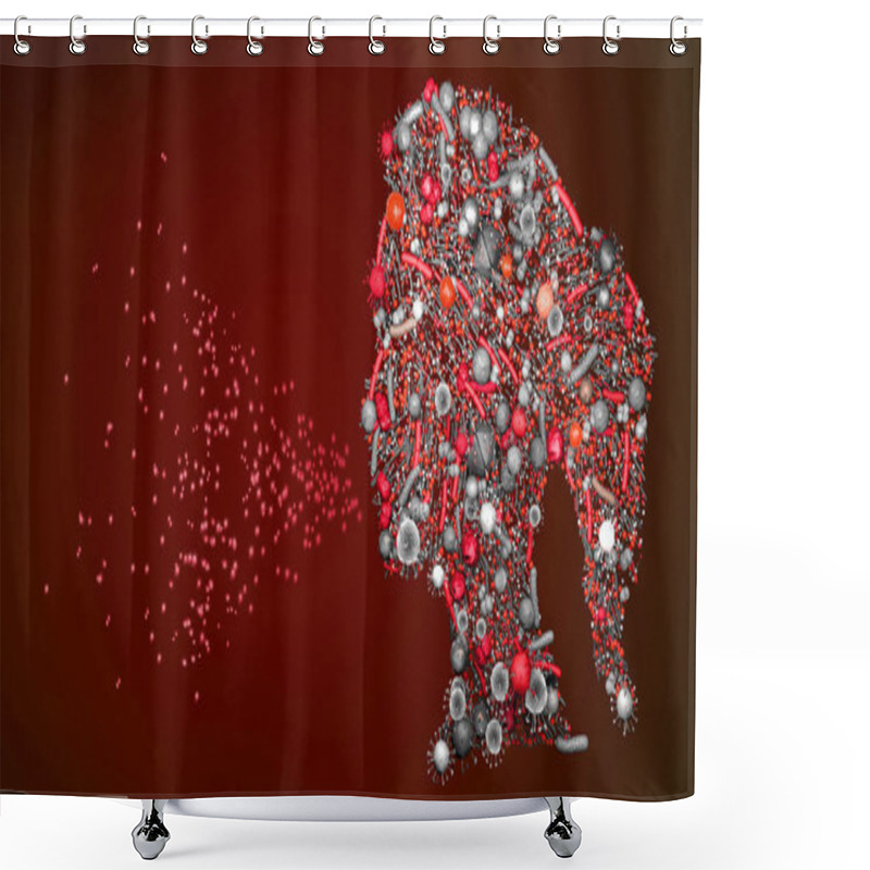 Personality  Transmission Of Pathogens By Droplet Infection Via Mouth And Nose - 3d Illustration Shower Curtains