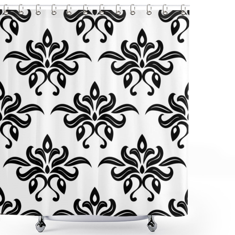 Personality  Modern Foliate Black And White Arabesque Pattern Shower Curtains