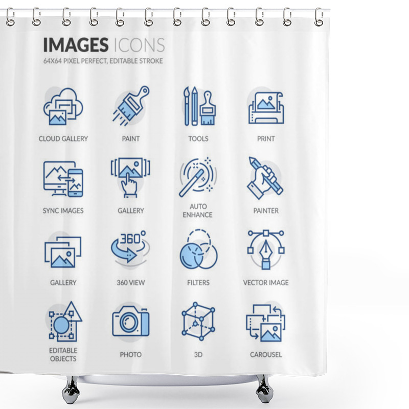 Personality  Line Images Icons Shower Curtains