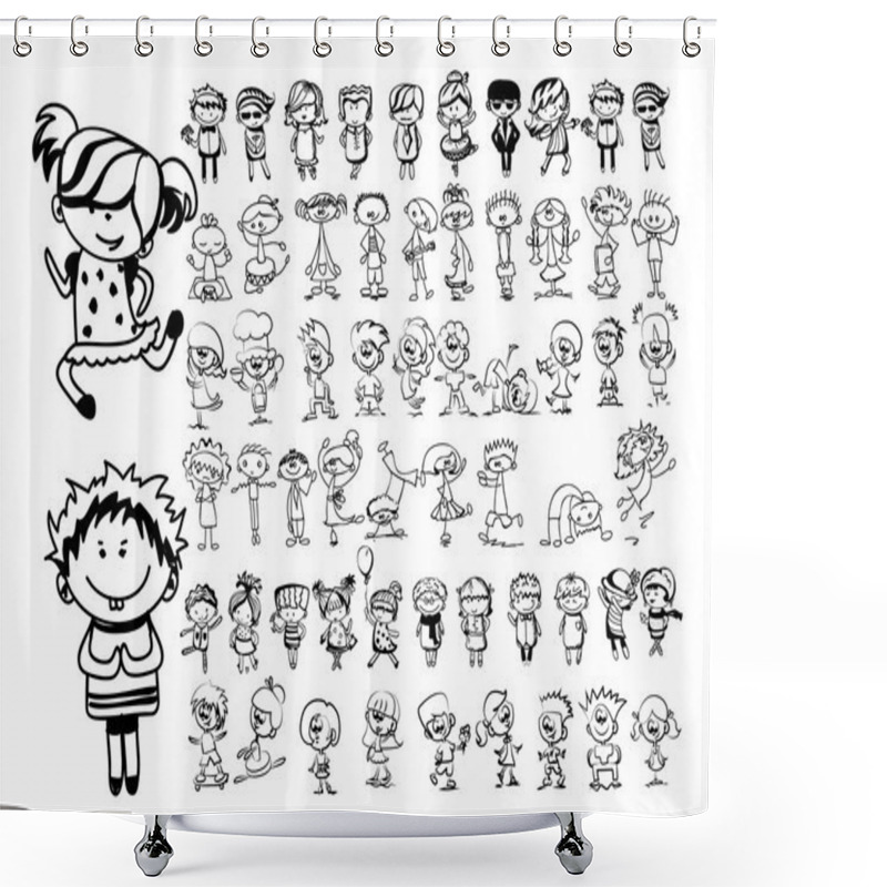 Personality  Happy Cartoon Doodle Kids Shower Curtains