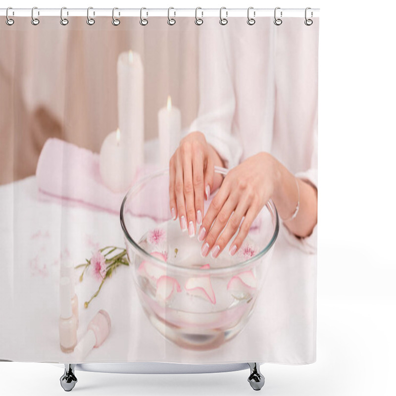 Personality  Spa Treatment For Female Hands Shower Curtains