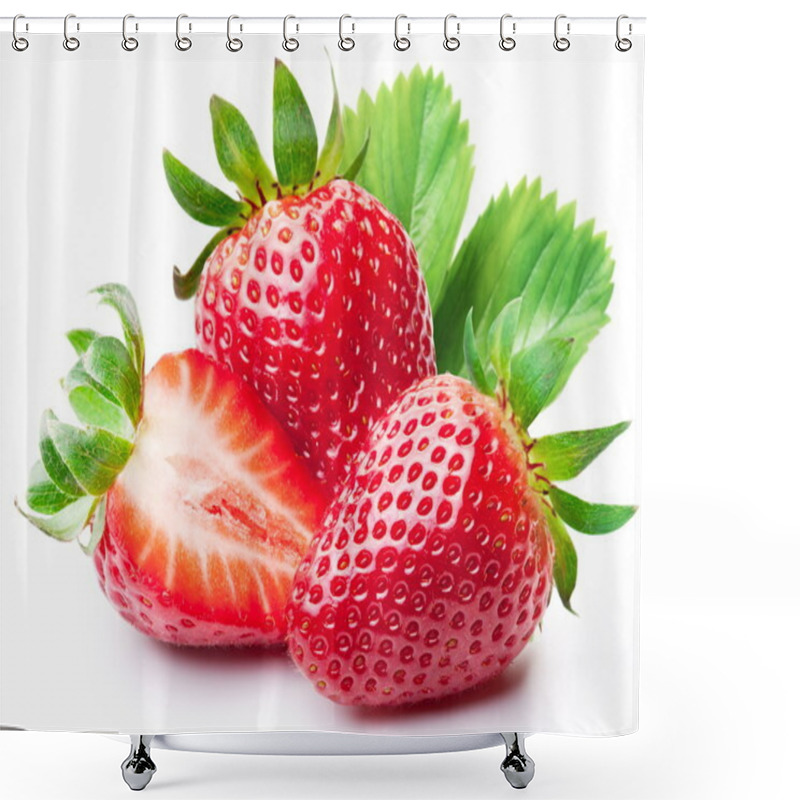 Personality  Strawberries With Leaves. Shower Curtains