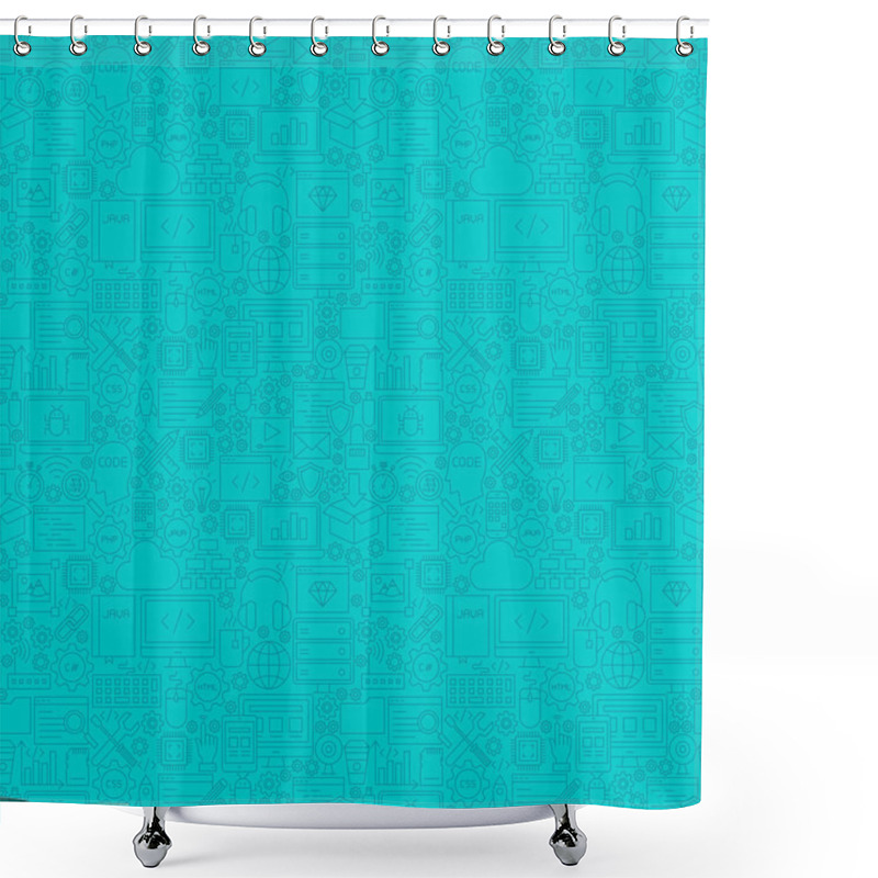 Personality  Mint Line Programming Seamless Pattern Shower Curtains