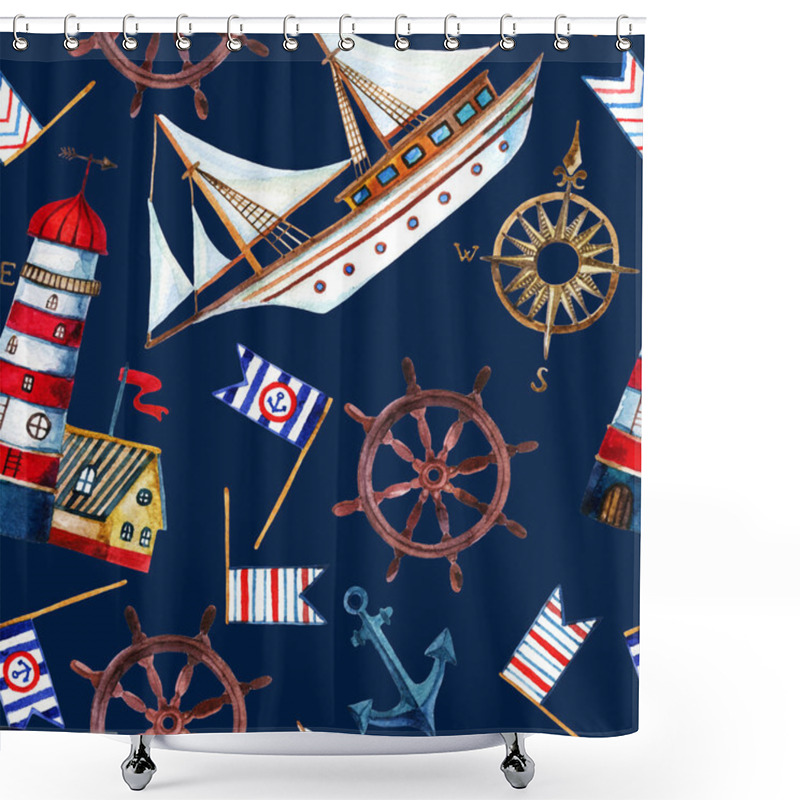 Personality  Nautical Seamless Pattern. Shower Curtains