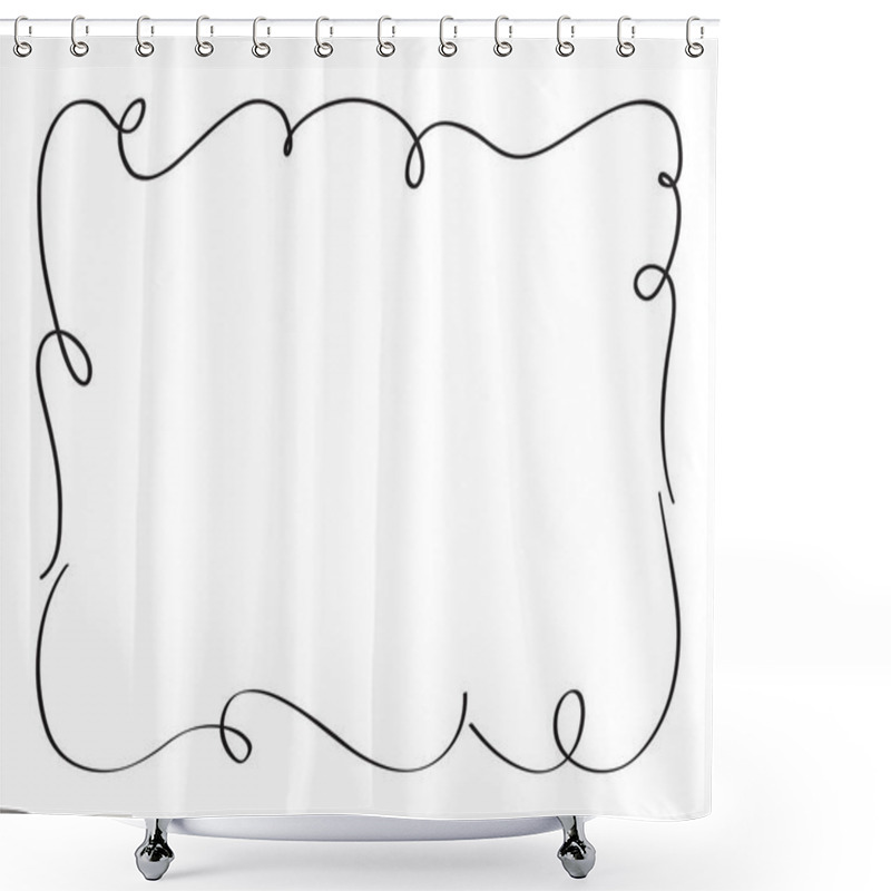 Personality  Horizontal Frame Sketch. Hand Drawn Black Outline Border Isolated On White Background. Simple Doodle, Element Design. Vector Free-hand Illustration. Shower Curtains