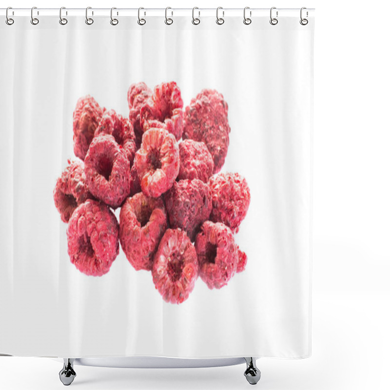 Personality  Freeze Dried Raspberries On A White Background. Lyophilization. Food For Astronauts. Isolated Shower Curtains