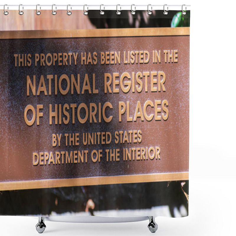 Personality  National Register Of Historic Places Plaque. A Typical Sign Found On Properties Listed In NRHP By The United States Department Of The Interior. - San Francisco, California, USA - 2021 Shower Curtains