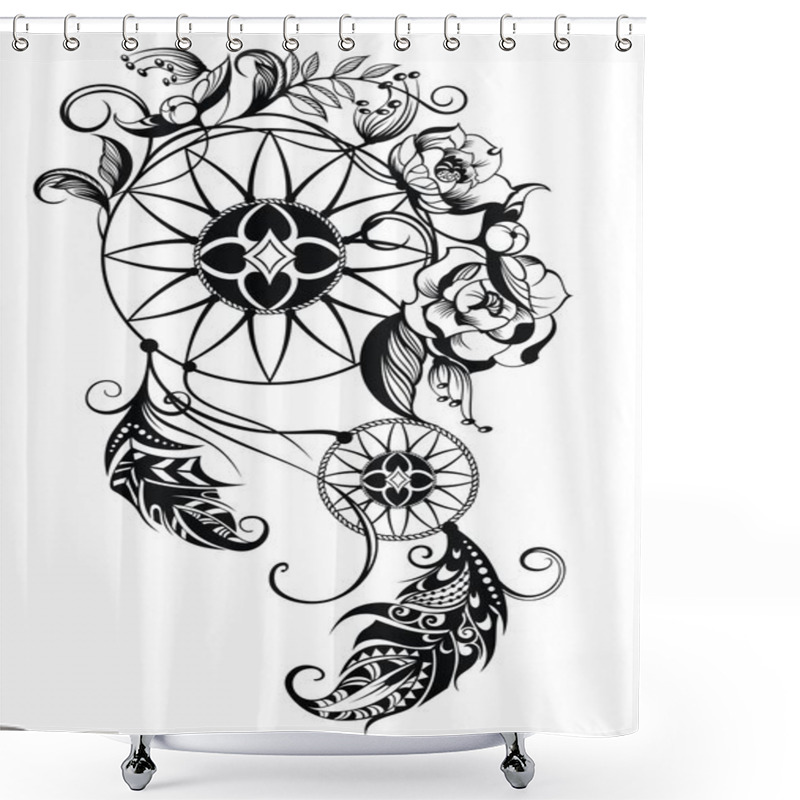 Personality  Indian Dream Catcher Vector Shower Curtains