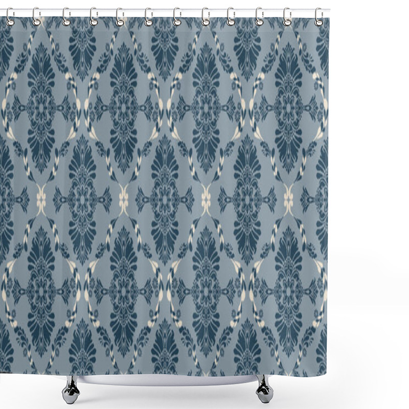 Personality  Motifs African Boho Paisley Floral Ikat Pattern Embroidery Border. Ethnic Ikat Floral Ethnic Indian Pattern Ikat Pattern Ethnic Pattern.Border Indian Floral Aztec Embroidery Border Seamless Patterns. Shower Curtains