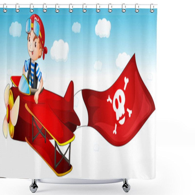 Personality  A Boy Flying Plane Shower Curtains