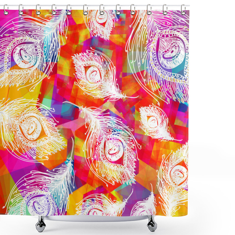 Personality  Pattern Background Pattern Of The Peacock Feathers Shower Curtains