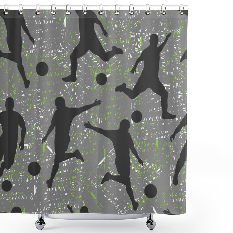 Personality  Sports Seamless Pattern For Boys. Soccer Players On Grunge Background Shower Curtains