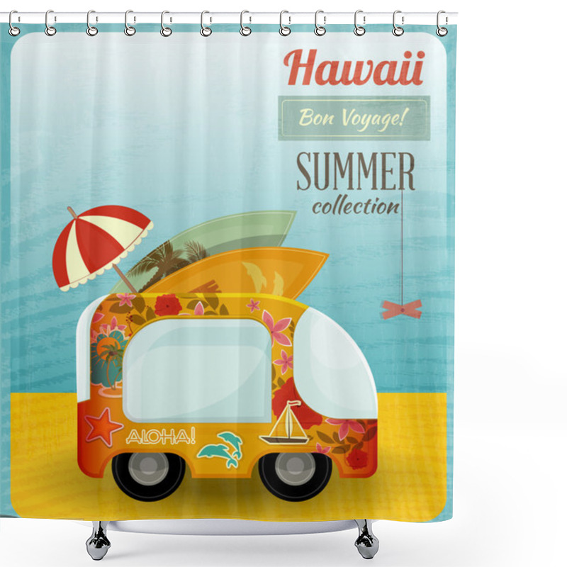 Personality  Hawaii Card Bus Shower Curtains