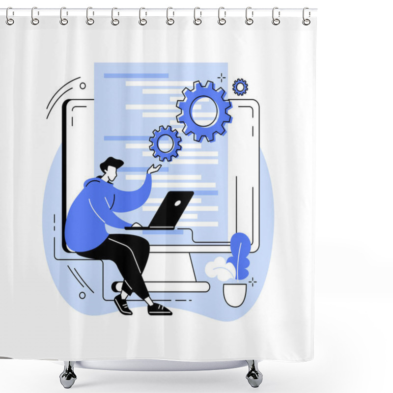 Personality  Back End Development Abstract Concept Vector Illustration. Software Development Process, Computer Application, Program Code, Programming Language. Writing API And Interface Code Abstract Metaphor. Shower Curtains