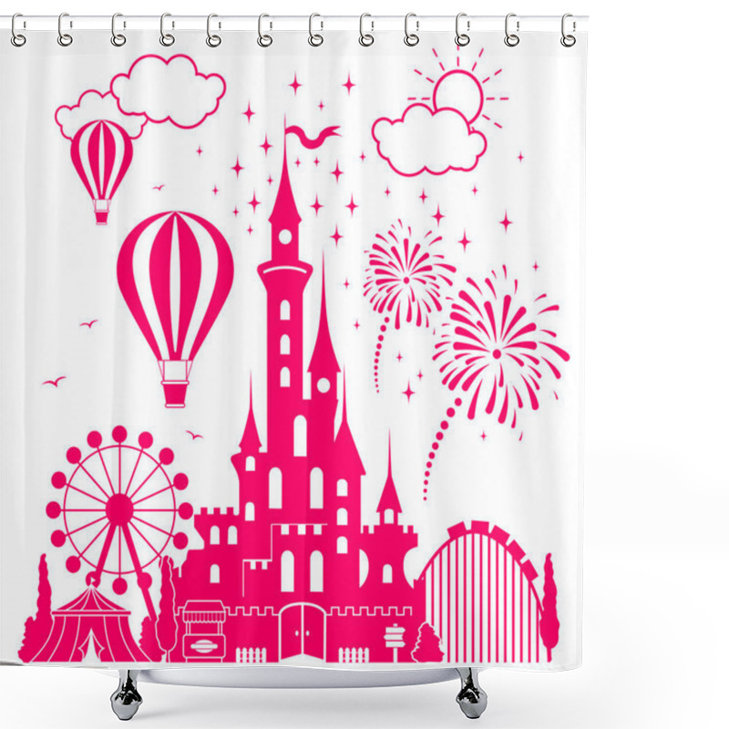 Personality  Fairytale Princess Castle In An Amusement Park Shower Curtains