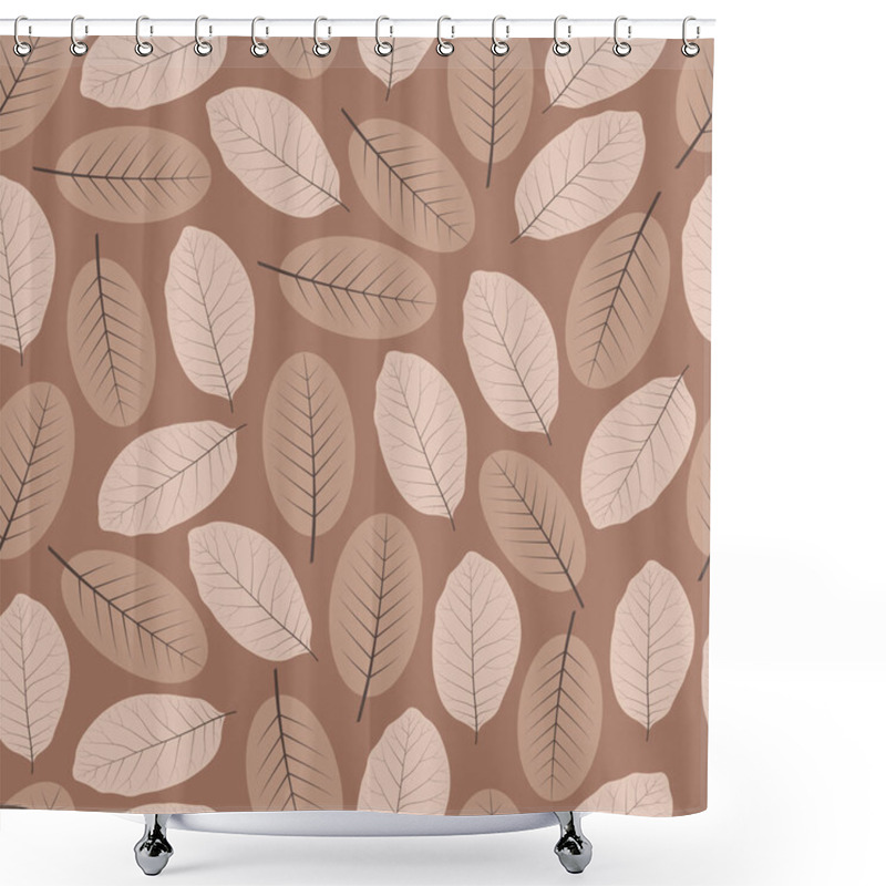 Personality  Floral Seamless Pattern Of Monochromatic Leaves Shower Curtains