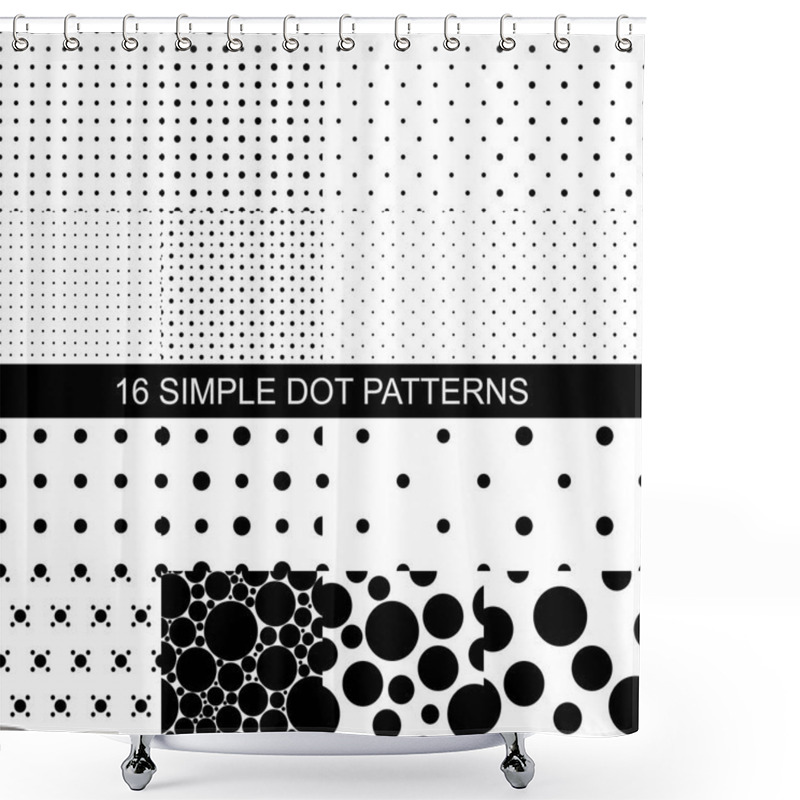 Personality  16 Simple Black And White Pattern Of Dots. Black Dots On A White Shower Curtains