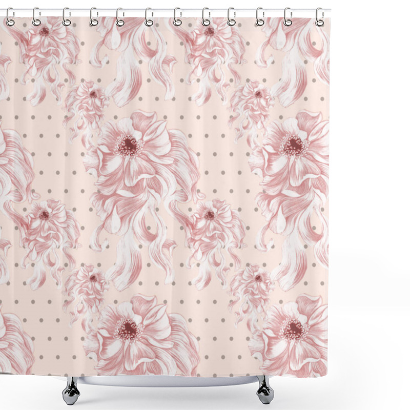 Personality  Flowers. Abstract Wallpaper With Floral Motifs.  Seamless Pattern. Wallpaper.  Shower Curtains