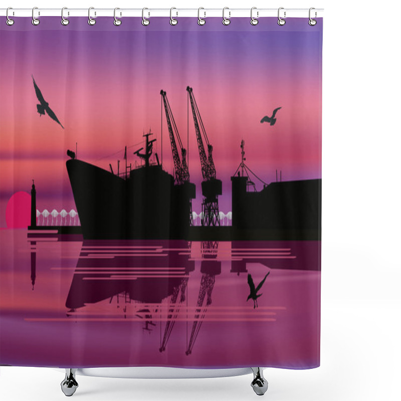 Personality  Industrial Ship In Port Shower Curtains