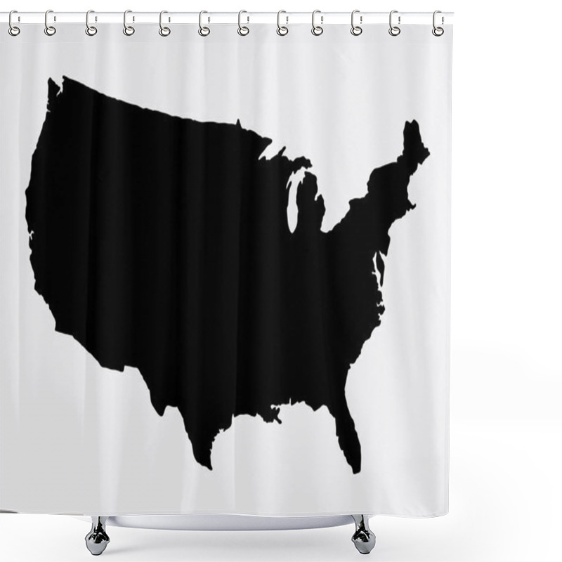 Personality  The United States Of America Map Island Silhouette Shower Curtains