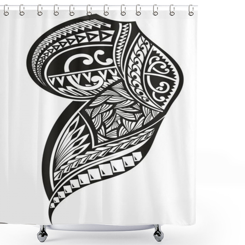 Personality  Maori Tattoo Design.Maori Ornament Sleeve Tattoo Including Ancient Indigenous Polynesian Style Shower Curtains