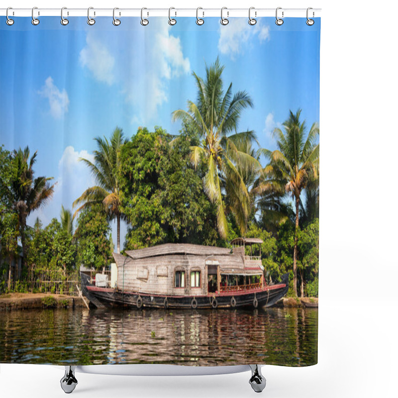 Personality  House Boat In Backwaters Shower Curtains