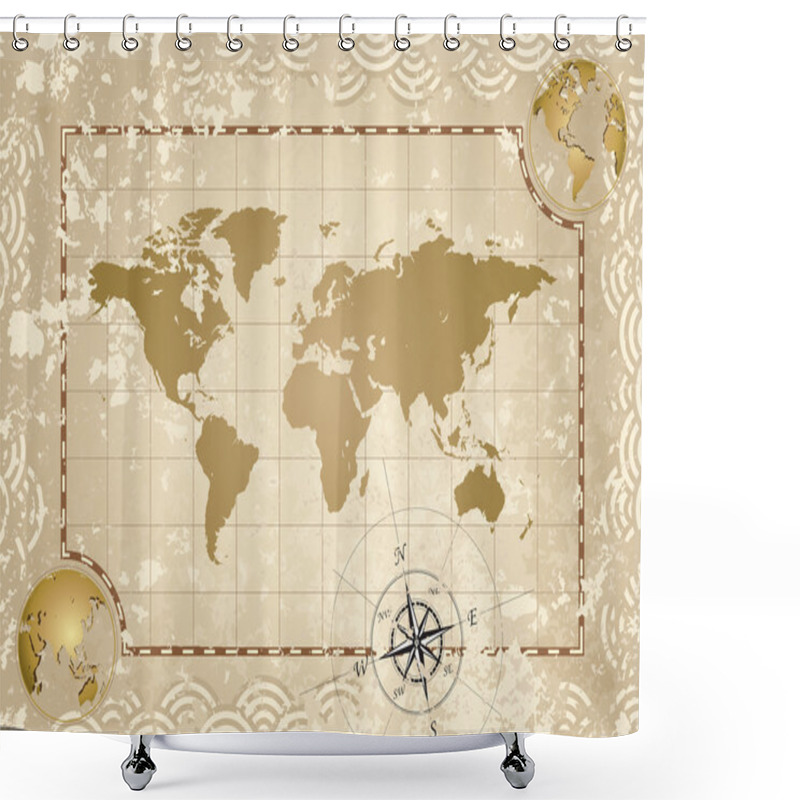 Personality  Antique World Map Shower Curtains