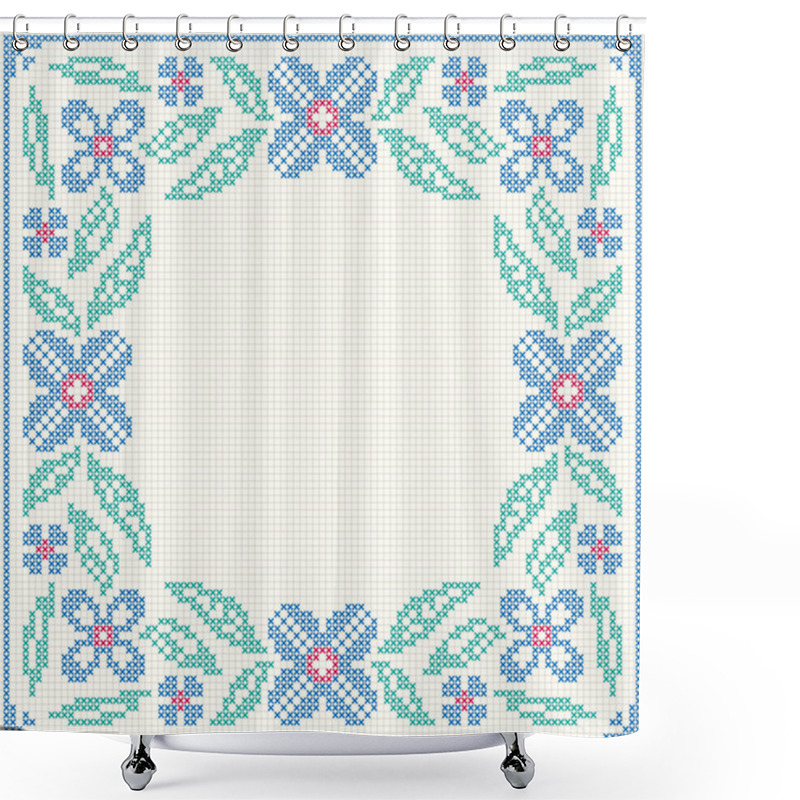 Personality  Cross-stitch Embroidery - Flowers And Leaves Shower Curtains