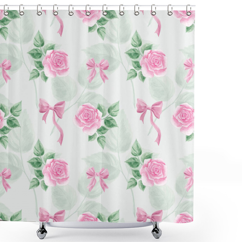 Personality  Roses Seamless Rose Pattern. Pink Roses. Flowers, Blooming. Home Interior. Home Textiles. Scrubbooking. Wallpaper. Rose Print. Watercolor, Texture. Vintage Shower Curtains