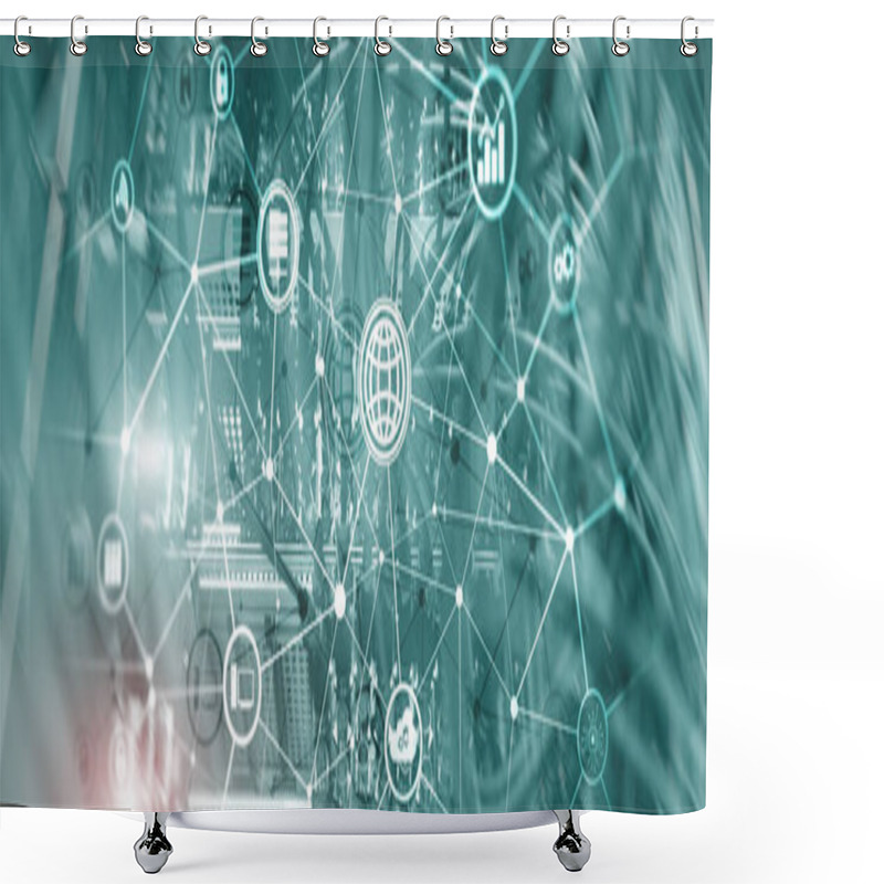 Personality  Universal Technological Background For Your Project. Web And Lines. Shower Curtains