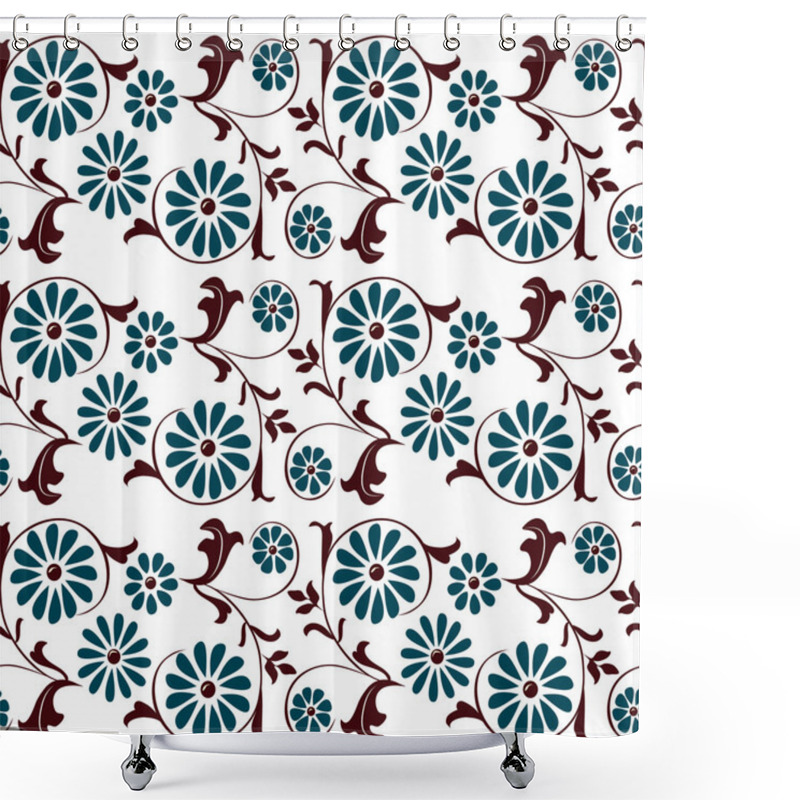 Personality  Seamless Pattern With Swirling Decorative Floral Elements Shower Curtains