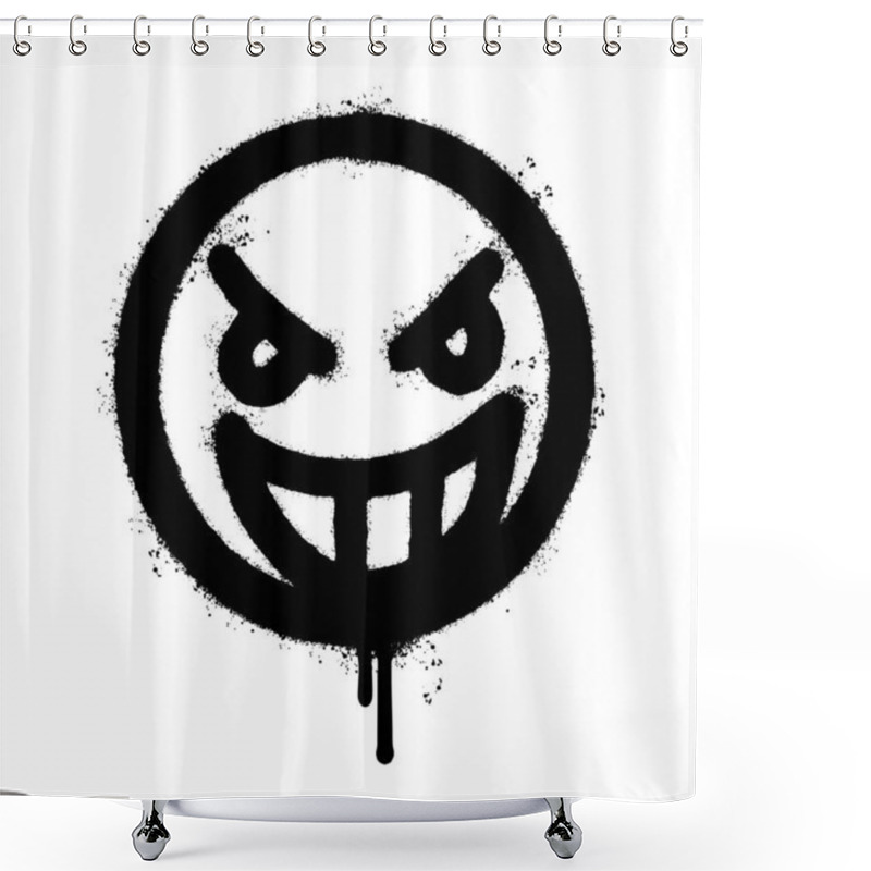 Personality  Graffiti Angry Face Emoticon Sprayed Isolated On White Background. Vector Illustration. Shower Curtains