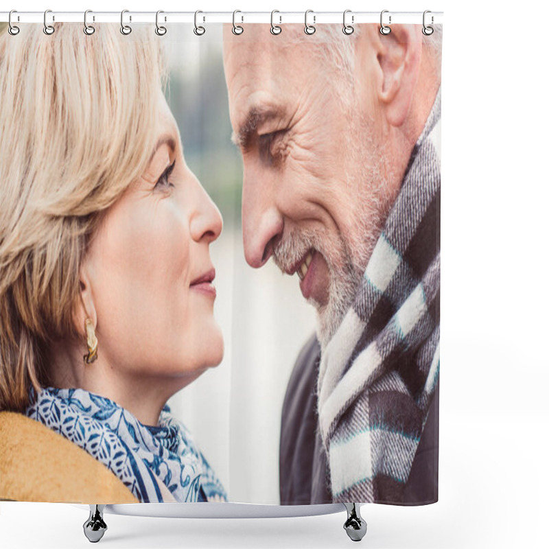 Personality  Beautiful Smiling Mature Couple Shower Curtains