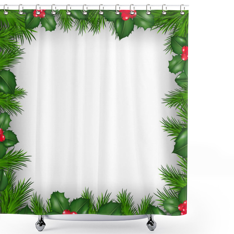 Personality  Christmas Border From Holly Berry Shower Curtains