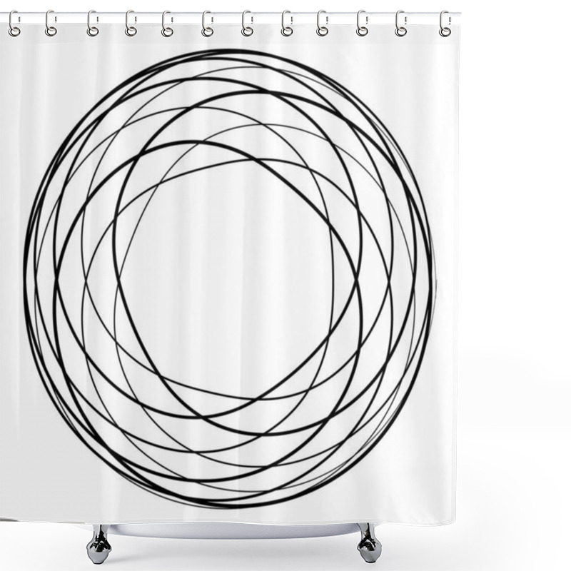 Personality  Random Concentric Circles. Circular Abstract Geometric Icon, Symbol. Volute, Helix, Spiral, Swirl And Twirl Vector Element Shower Curtains