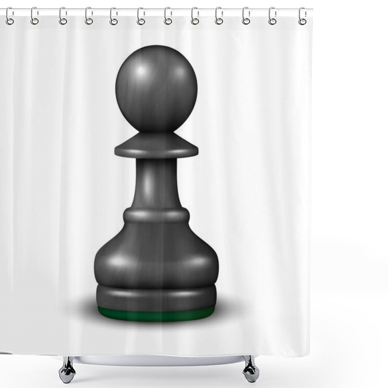 Personality  Vector 3d Realistic Black Wooden Chess Pawn Icon Closeup Isolated On White Background. Design Template. Game Concept. Chess, Chessmen. Stock Illustration Shower Curtains