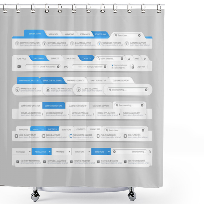 Personality  Web Site Design Menu Navigation Elements With Icons Set:Navigation Menu Bars Shower Curtains