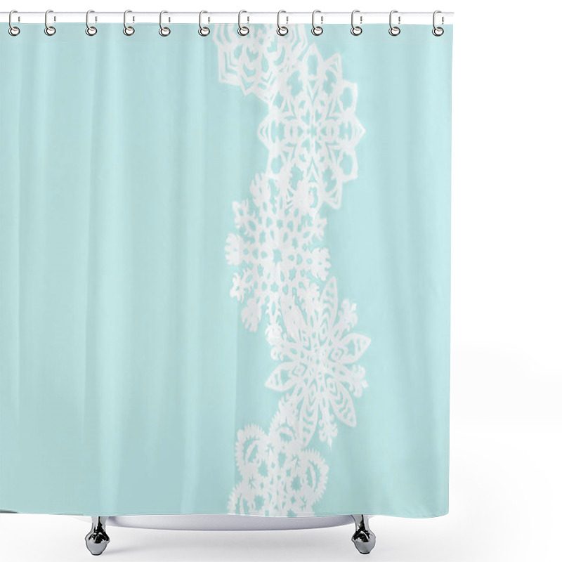 Personality  Decorative Christmas Snowflakes, Isolated On Light Blue With Copy Space Shower Curtains