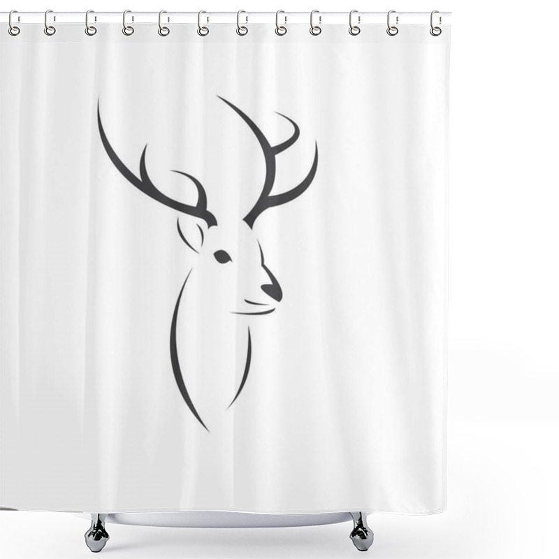 Personality  Deer Logo Design Vector Illustration. On White Background. Symbol. Icon. Wild Animals Shower Curtains