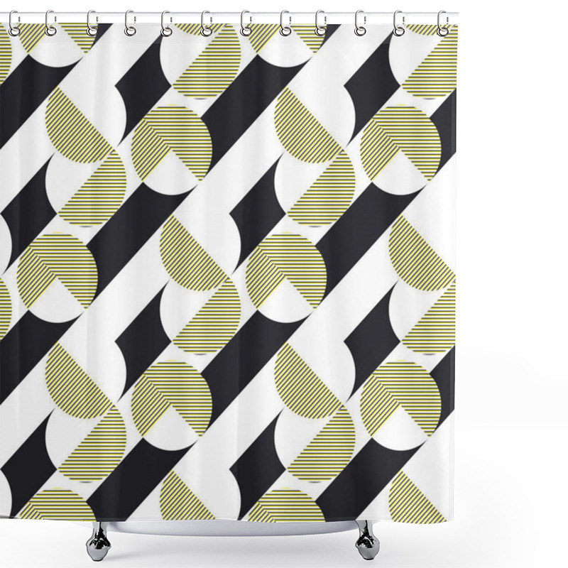 Personality  Stripes And Circles Vector Seamless Pattern Shower Curtains