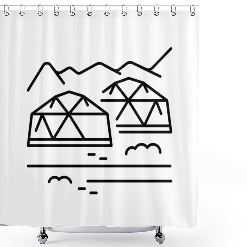 Personality  Modular Settlements  Black Line Icon. Shower Curtains