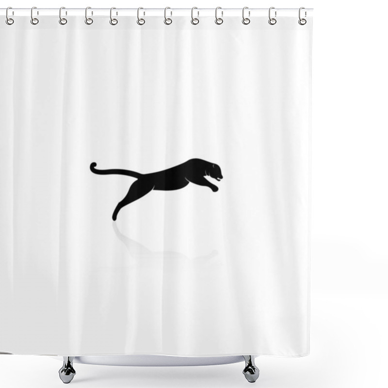 Personality  Panther Jumping Icon Vector Graphics Shower Curtains