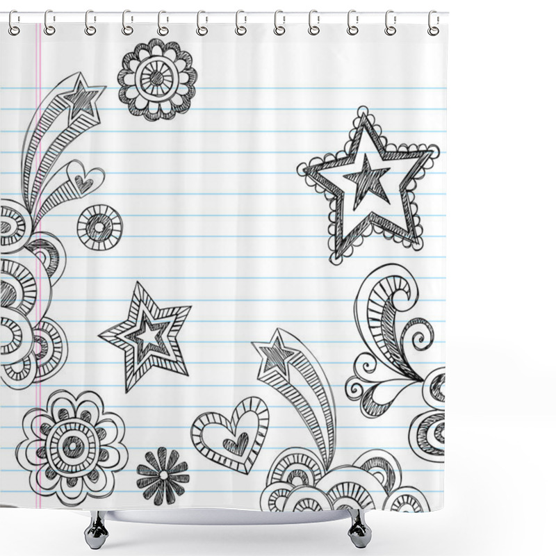 Personality  Back To School Sketchy Notebook Doodles Vector Design Elements Shower Curtains