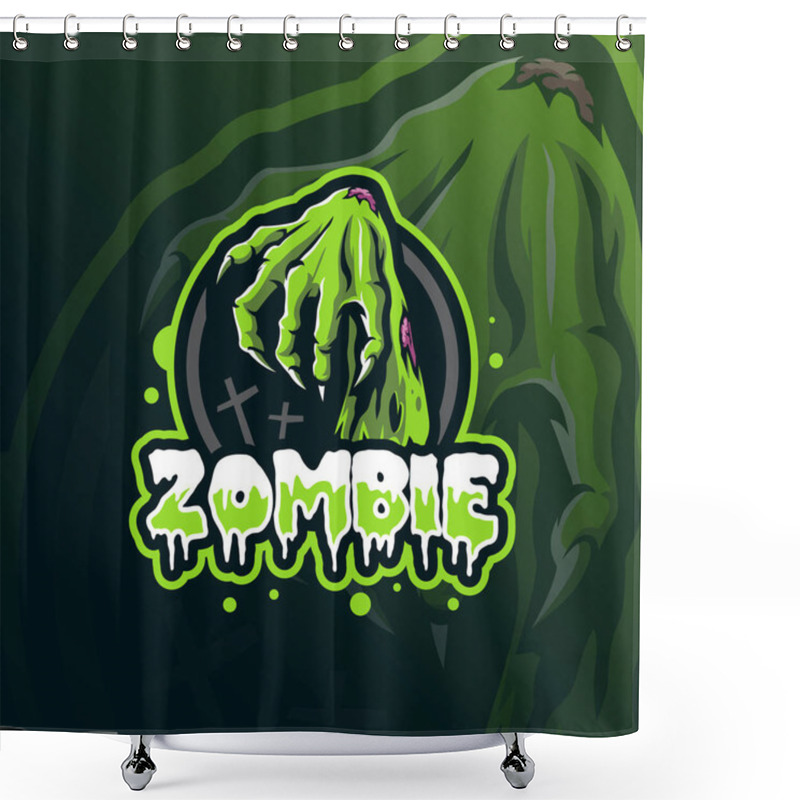 Personality  Zombie Mascot Logo Design Vector With Modern Illustration Concept Style For Badge, Emblem And Tshirt Printing. Hand Zombie Illustration. Shower Curtains