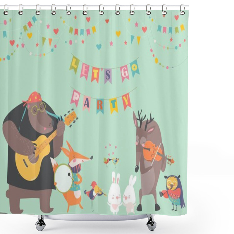 Personality  Cute Animal Music Band Shower Curtains