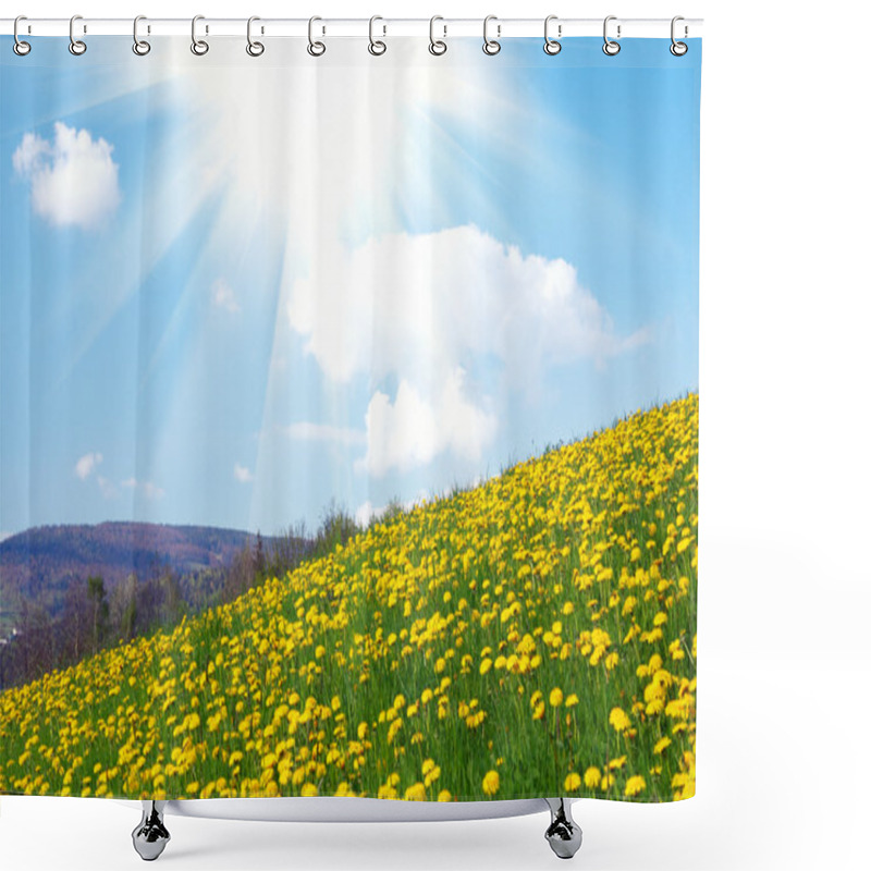 Personality  Yellow Dandelion Field Shower Curtains