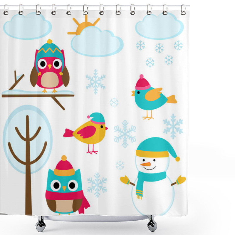 Personality  Set Of Winter Elements Shower Curtains